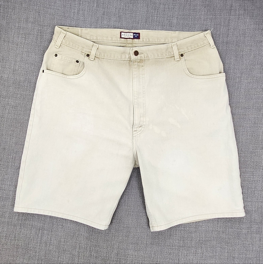 Vintage Arizona Jean Co Tan To Cream Fade Denim Jean Shorts.  Made in USA 42